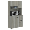Inval Kitchen/Microwave Storage Cabinet 35.04 in. W x 15.35 in. D x 66.14 in. H in Smoke Oak GCM-063